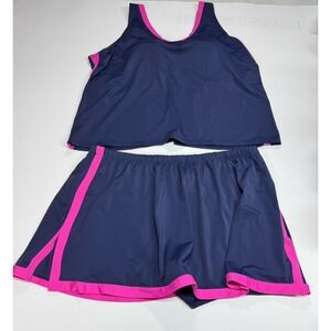 Swim 365 Women's Plus Size Chlorine Resistant ALine TwoPiece Skirtini Set Sz 28W